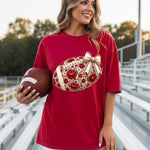 Red Floral Football DTF Transfer – Coquette DTF Heat Press Transfer from Sweet Tee Transfers