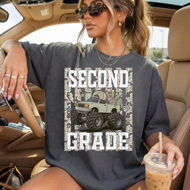 Camo Monster Truck Second Grade DTF Transfer DTF Heat Press Transfer from Sweet Tee Transfers