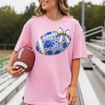 Royal Blue Floral Football DTF Transfer – Coquette DTF Heat Press Transfer from Sweet Tee Transfers