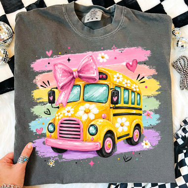 Back to School Brushstroke Bus DTF Transfer DTF Heat Press Transfer from Sweet Tee Transfers