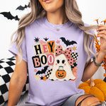 Hey Boo Pink Bow Ghost DTF Transfer DTF Heat Press Transfer from Sweet Tee Transfers