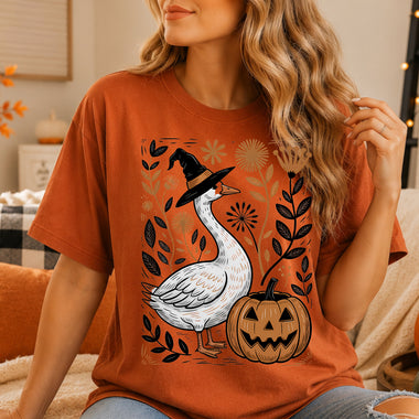 Fall Witch Goose with Pumpkin DTF Transfer DTF Heat Press Transfer from Sweet Tee Transfers