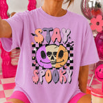 Stay Spooky Smiley Checkered DTF Transfer DTF Heat Press Transfer from Sweet Tee Transfers