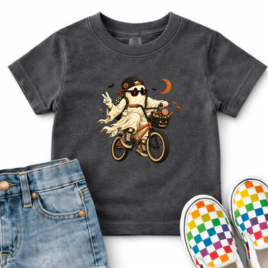 Spooky Ghost on Bike DTF Transfer DTF Heat Press Transfer from Sweet Tee Transfers