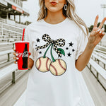 Baseball Cherry Bow DTF Transfer DTF Heat Press Transfer from Sweet Tee Transfers