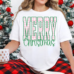 Merry Christmas Checkered Pink and Green DTF Transfer DTF Heat Press Transfer from Sweet Tee Transfers