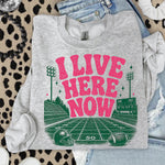 I Live Here Now Football Pink DTF Transfer DTF Heat Press Transfer from Sweet Tee Transfers