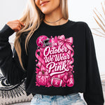 In October We Wear Pink Football DTF Transfer DTF Heat Press Transfer from Sweet Tee Transfers