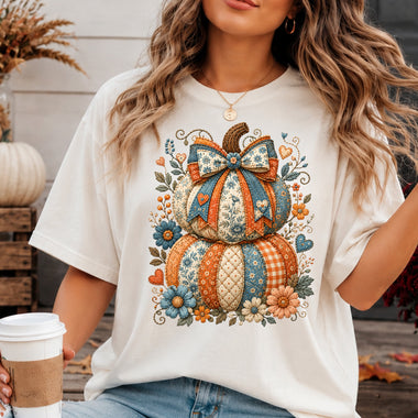 Stacked Pumpkins Blue DTF Transfer DTF Heat Press Transfer from Sweet Tee Transfers