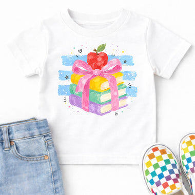 Preppy Fingerpaint Bookstack DTF Transfer DTF Heat Press Transfer from Sweet Tee Transfers