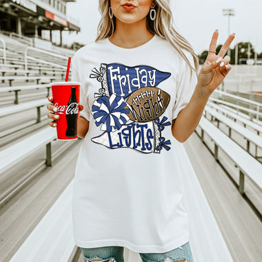 Friday Night Lights Navy and White DTF Transfer DTF Heat Press Transfer from Sweet Tee Transfers