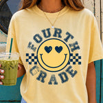 Checkered Smiley Fourth Grade DTF Transfer DTF Heat Press Transfer from Sweet Tee Transfers