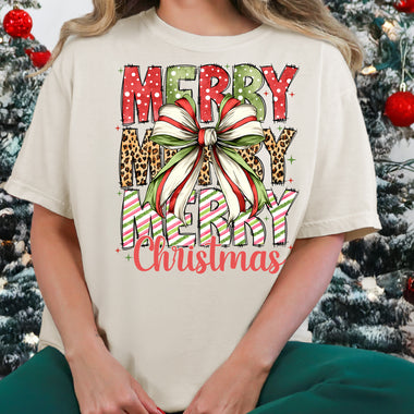 Merry Christmas Stacked Polka Dot DTF Transfer DTF Heat Press Transfer from Sweet Tee Transfers