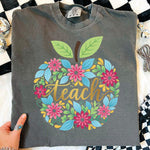Floral Gold Teach Apple DTF Transfer DTF Heat Press Transfer from Sweet Tee Transfers