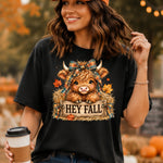 Hey Fall Cow with Bow DTF Transfer DTF Heat Press Transfer from Sweet Tee Transfers