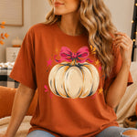 Pink Bow Pumpkin DTF Transfer DTF Heat Press Transfer from Sweet Tee Transfers