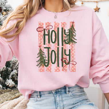 Holly Jolly Striped DTF Transfer DTF Heat Press Transfer from Sweet Tee Transfers