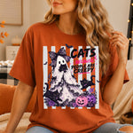 Cats Because People Are Creepy Ghost with Bow Striped DTF Transfer DTF Heat Press Transfer from Sweet Tee Transfers