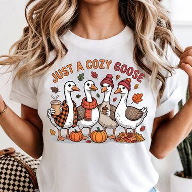 Just a Cozy Goose DTF Transfer DTF Heat Press Transfer from Sweet Tee Transfers
