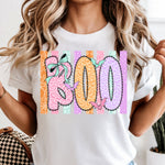 Boo with Colorful Stripes DTF Transfer DTF Heat Press Transfer from Sweet Tee Transfers