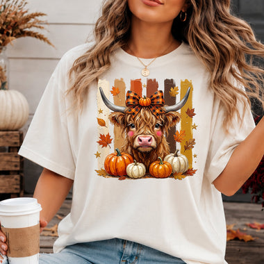 Pumpkin Highland Cow DTF Transfer DTF Heat Press Transfer from Sweet Tee Transfers