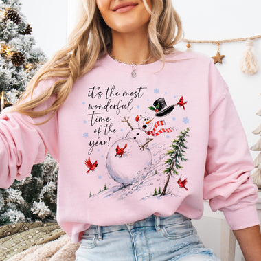 It's the Most Wonderful Time of the Year Snowman DTF Transfer DTF Heat Press Transfer from Sweet Tee Transfers