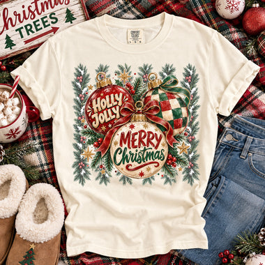 Holly Jolly Merry Christmas Ornaments DTF Transfer DTF Heat Press Transfer from Sweet Tee Transfers