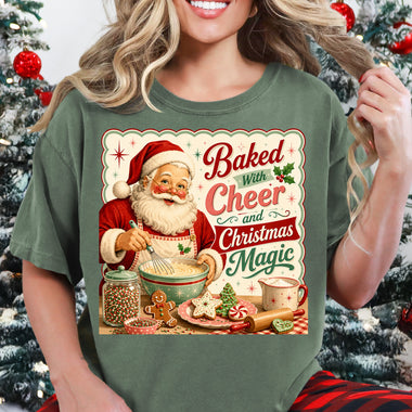 Baked with Cheer Santa DTF Transfer DTF Heat Press Transfer from Sweet Tee Transfers