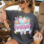 Pastel Apple Teacher DTF Transfer DTF Heat Press Transfer from Sweet Tee Transfers