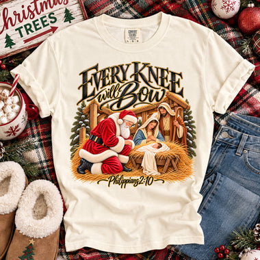 Every Knee Will Bow Nativity DTF Transfer DTF Heat Press Transfer from Sweet Tee Transfers