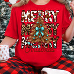 Merry Christmas Stacked Western DTF Transfer DTF Heat Press Transfer from Sweet Tee Transfers