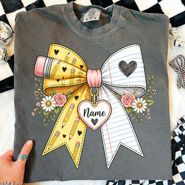 Teacher Pencil Paper Bow DTF Transfer DTF Heat Press Transfer from Sweet Tee Transfers