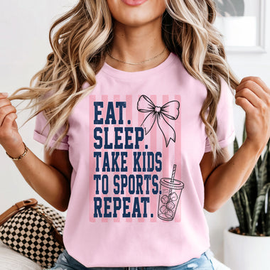 Eat Sleep Take Kids to Sports Repeat DTF Transfer DTF Heat Press Transfer from Sweet Tee Transfers