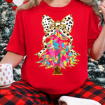 Colorful Christmas Tree With Polka Dot Bow DTF Transfer DTF Heat Press Transfer from Sweet Tee Transfers