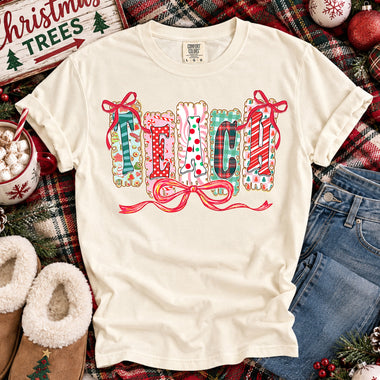 Preppy Christmas Teacher DTF Transfer DTF Heat Press Transfer from Sweet Tee Transfers