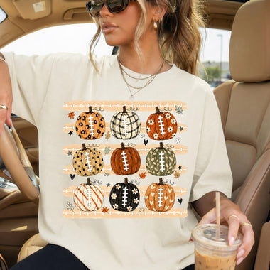 Fall Pumpkin Footballs DTF Transfer DTF Heat Press Transfer from Sweet Tee Transfers