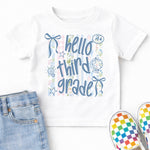 Hello Third Grade Striped Pastel DTF Transfer DTF Heat Press Transfer from Sweet Tee Transfers