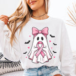 Breast Cancer Ghost with Bow DTF Transfer DTF Heat Press Transfer from Sweet Tee Transfers