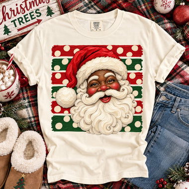 Santa Striped Polka Dots DTF Transfer DTF Heat Press Transfer from Sweet Tee Transfers