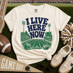 I Live Here Now Football Blue DTF Transfer DTF Heat Press Transfer from Sweet Tee Transfers