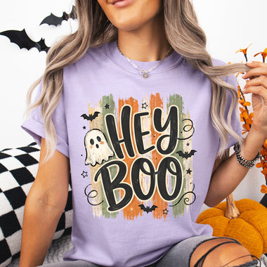 Hey Boo Striped with Ghost DTF Transfer DTF Heat Press Transfer from Sweet Tee Transfers
