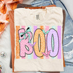 Boo with Colorful Stripes DTF Transfer DTF Heat Press Transfer from Sweet Tee Transfers