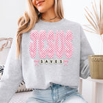 Jesus Saves Bubble Pink DTF Transfer DTF Heat Press Transfer from Sweet Tee Transfers
