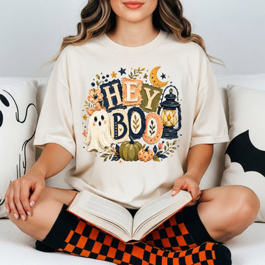 Hey Boo Ghost Halloween DTF Transfer DTF Heat Press Transfer from Sweet Tee Transfers
