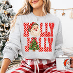 Holly Jolly Red Polkadot Santa DTF Transfer DTF Heat Press Transfer from Sweet Tee Transfers