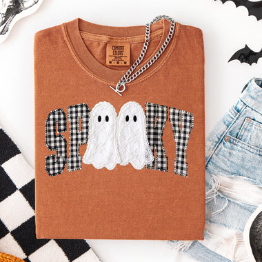Spooky Ghost Gingham Lace Halloween DTF Transfer DTF Heat Press Transfer from Sweet Tee Transfers