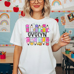 Pink Pencils Split Name Personalized School DTF Transfer DTF Heat Press Transfer from Sweet Tee Transfers
