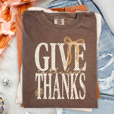 Give Thanks to the Lord Bow DTF Transfer DTF Heat Press Transfer from Sweet Tee Transfers