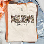 Believe Leopard John 14:7 DTF Transfer DTF Heat Press Transfer from Sweet Tee Transfers