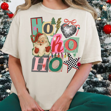 HO HO HO Retro Collage DTF Transfer DTF Heat Press Transfer from Sweet Tee Transfers